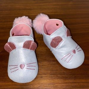 Nicole Miller Silver Baby Bunny Shoes/Slippers